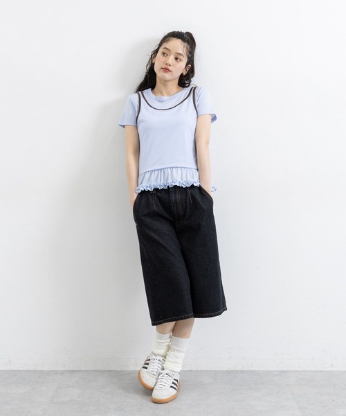 RAGEBLUE（レイジブルー）の「裾フリル/パイピングタンクレイヤードプルオーバー（Tシャツ/カットソー・レディース・ブルー/チャコールグレー/オフホワイト・FREE）」の14枚目の写真