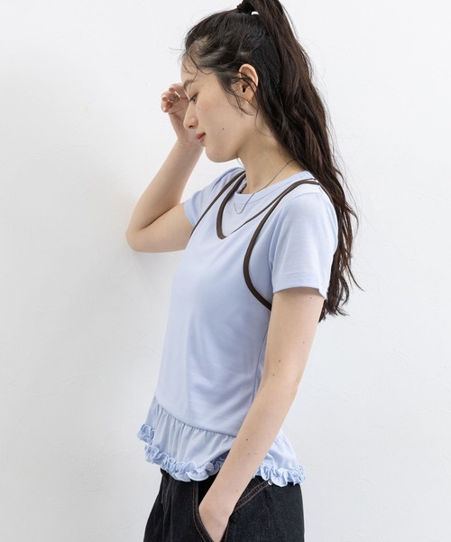RAGEBLUE（レイジブルー）の「裾フリル/パイピングタンクレイヤードプルオーバー（Tシャツ/カットソー・レディース・ブルー/チャコールグレー/オフホワイト・FREE）」の16枚目の写真