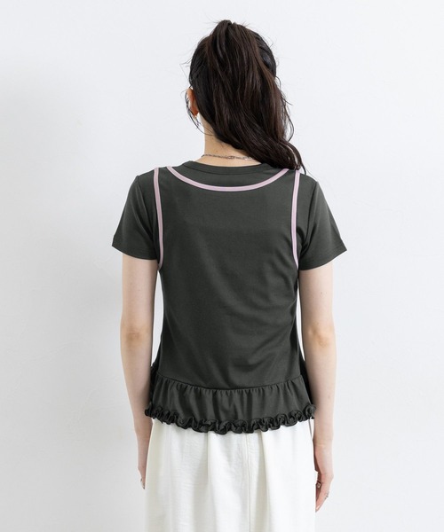 RAGEBLUE（レイジブルー）の「裾フリル/パイピングタンクレイヤードプルオーバー（Tシャツ/カットソー・レディース・ブルー/チャコールグレー/オフホワイト・FREE）」の18枚目の写真