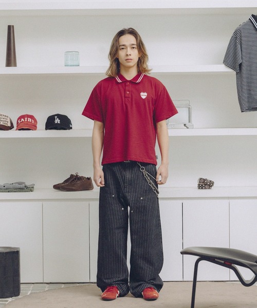 THRASHER（スラッシャー）の「THRASHER×MSG 別注 ダブルニーパンツ ウォッシュ加工/ウォバッシュ/ツイル（デニムパンツ・メンズ・ブラック系/ストライプ/ベージュ・M/S/XL/L）」の22枚目の写真