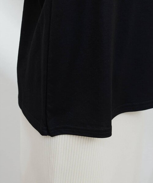 natural couture（ナチュラルクチュール）の「【sherbet line】接触冷感配色ラッフルスリーブプルオーバー（Tシャツ/カットソー・レディース・オフホワイト/ブラック/サックスブルー/グレイッシュベージュ/ピンク/ミント・FREE）」の21枚目の写真