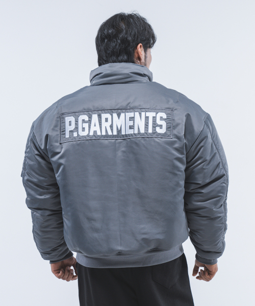 PHYSICAL GARMENTS（フィジカルガーメンツ）の「P2460 ハーフネック航空ジャンパーパディング [2 COLOR]（ダウンジャケット/コート・メンズ・グレー/ブラック・MEDIUM/LARGE）」の7枚目の写真