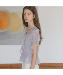 Floral chiffon blouse [TISU06BL11]_Sky blue
