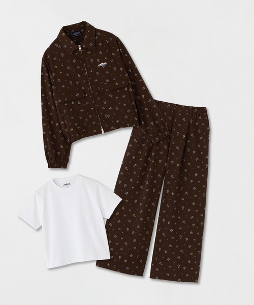 THOUSAND MILE（サウザンドマイル）の「[L's]ジップブルゾン,Tシャツ,パンツ プリント<3点セット> T/C JERSEY + NY/PU PRINT<撥水、４WAYストレッチ、UVカット>（セットアップ・レディース・ブラック系その他/レオパード/ブラウン系その他/ブラック系その他2・FREE）」の4枚目の写真