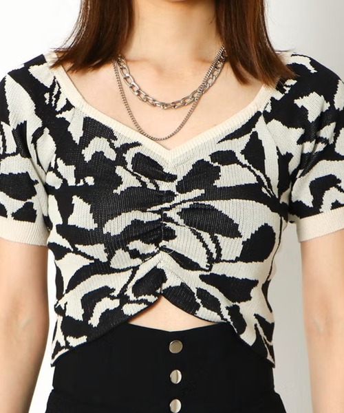 GORGE(ゴージ)の「ジャガードショートニット(ニット/セーター・レディース・ブラック/ブルー/ピンク/グリーン・F)」の22枚目の写真