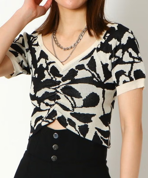 GORGE(ゴージ)の「ジャガードショートニット(ニット/セーター・レディース・ブラック/ブルー/ピンク/グリーン・F)」の20枚目の写真