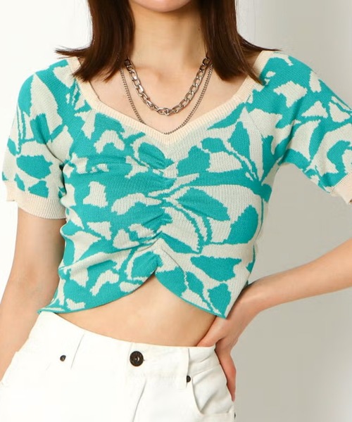 GORGE(ゴージ)の「ジャガードショートニット(ニット/セーター・レディース・ブラック/ブルー/ピンク/グリーン・F)」の18枚目の写真