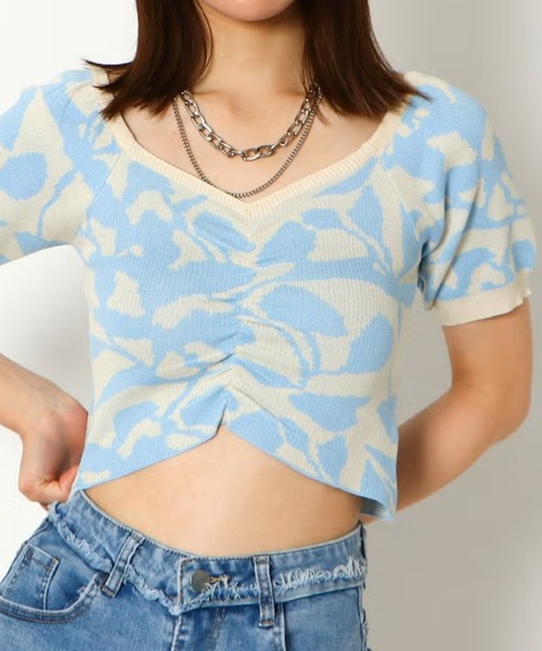 GORGE(ゴージ)の「ジャガードショートニット(ニット/セーター・レディース・ブラック/ブルー/ピンク/グリーン・F)」の16枚目の写真