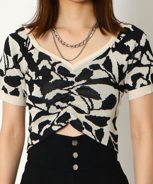 GORGE(ゴージ)の「ジャガードショートニット(ニット/セーター・レディース・ブラック/ブルー/ピンク/グリーン・F)」の10枚目の写真