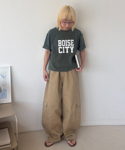 CIAOPANIC TYPY(チャオパニックティピー)の「【UNISEX】ピグメント加工スラブカレッジロゴTEE(Tシャツ/カットソー・レディース・ホワイト/グリーン/レッド/ブラウン/ネイビー・LARGE/MEDIUM)」の9枚目の写真