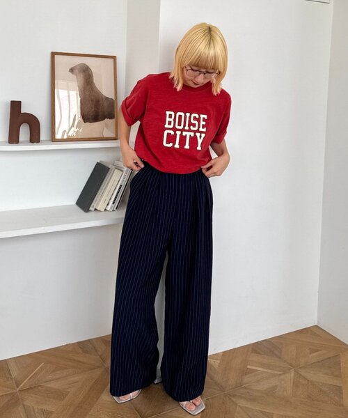CIAOPANIC TYPY(チャオパニックティピー)の「【UNISEX】ピグメント加工スラブカレッジロゴTEE(Tシャツ/カットソー・レディース・ホワイト/グリーン/レッド/ブラウン/ネイビー・LARGE/MEDIUM)」の10枚目の写真