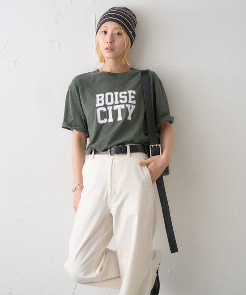 CIAOPANIC TYPY(チャオパニックティピー)の「【UNISEX】ピグメント加工スラブカレッジロゴTEE(Tシャツ/カットソー・レディース・ホワイト/グリーン/レッド/ブラウン/ネイビー・LARGE/MEDIUM)」の10枚目の写真