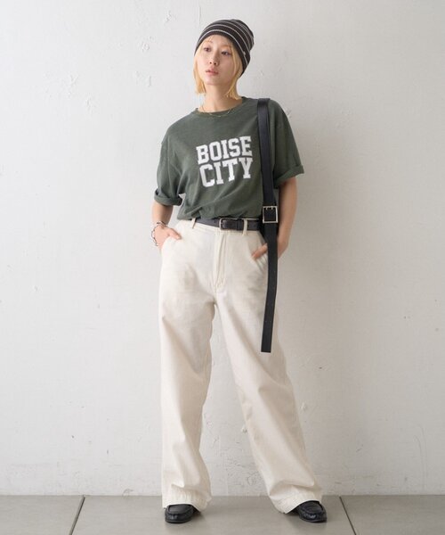 CIAOPANIC TYPY(チャオパニックティピー)の「【UNISEX】ピグメント加工スラブカレッジロゴTEE(Tシャツ/カットソー・レディース・ホワイト/グリーン/レッド/ブラウン/ネイビー・LARGE/MEDIUM)」の11枚目の写真