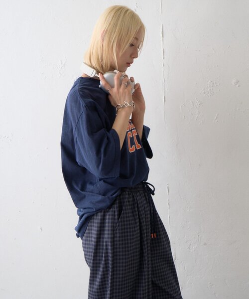 CIAOPANIC TYPY(チャオパニックティピー)の「【UNISEX】ピグメント加工スラブカレッジロゴTEE(Tシャツ/カットソー・レディース・ホワイト/グリーン/レッド/ブラウン/ネイビー・LARGE/MEDIUM)」の18枚目の写真