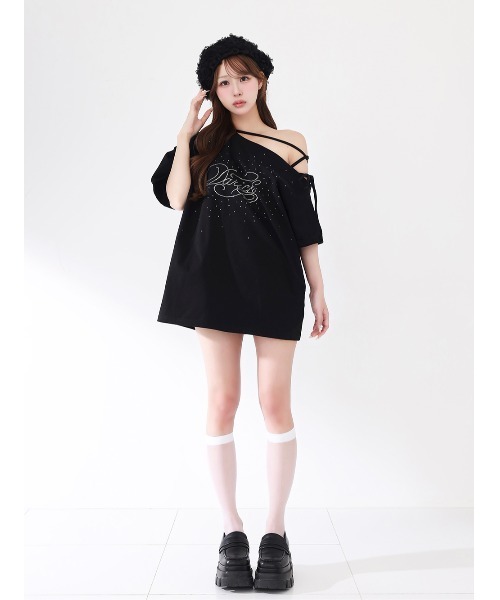 Darich(ダーリッチ)の「ワンショルダーグラフィックビッグTシャツ(Tシャツ/カットソー・レディース・ホワイト/サックスブルー/ブラック・FREE)」の10枚目の写真
