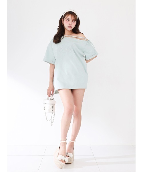 Darich(ダーリッチ)の「ワンショルダーグラフィックビッグTシャツ(Tシャツ/カットソー・レディース・ホワイト/サックスブルー/ブラック・FREE)」の11枚目の写真