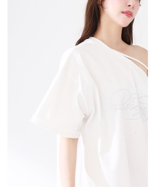 Darich(ダーリッチ)の「ワンショルダーグラフィックビッグTシャツ(Tシャツ/カットソー・レディース・ホワイト/サックスブルー/ブラック・FREE)」の14枚目の写真