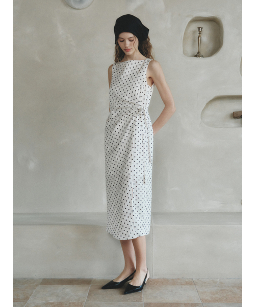 LENINA(レニーナ)の「BONITA dot long sleeveless dress_IVORY(ワンピース・レディース・アイボリー・SMALL/MEDIUM)」の3枚目の写真