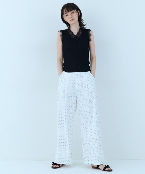 flaeu(フラユ)の「Lace Rib Sleeveless Top(タンクトップ・レディース・ホワイト/ブラック・FREE)」の6枚目の写真