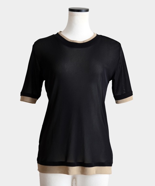 Marient（マリエント）の「シアーレイヤードTシャツ（Tシャツ/カットソー・レディース・アイボリー/ピンク/ブラック・FREE）」の6枚目の写真