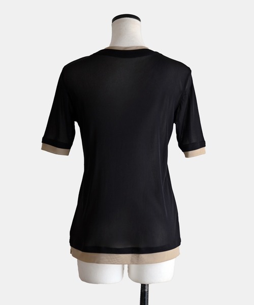 Marient（マリエント）の「シアーレイヤードTシャツ（Tシャツ/カットソー・レディース・アイボリー/ピンク/ブラック・FREE）」の7枚目の写真