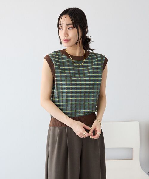CRAFT STANDARD BOUTIQUE(クラフトスタンダードブティック)の「リンクスチェックニットベスト(ベスト・レディース・ライトグレー/ブルー/パープル・FREE)」の14枚目の写真