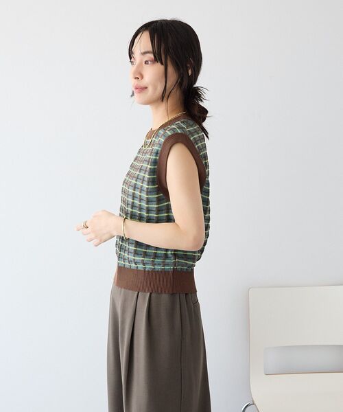 CRAFT STANDARD BOUTIQUE(クラフトスタンダードブティック)の「リンクスチェックニットベスト(ベスト・レディース・ライトグレー/ブルー/パープル・FREE)」の15枚目の写真