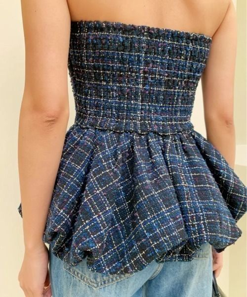 BIRTHDAY BASH(バースデイバッシュ)の「TWEED HEMBALLOON PEPLUM TOPS(ツイードヘムバルーンぺプラムトップス)(その他トップス・レディース・ネイビー/レッド・MEDIUM/SMALL)」の12枚目の写真