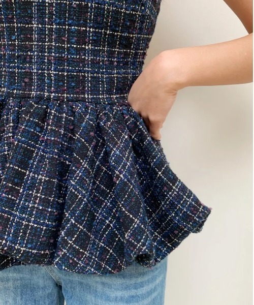 BIRTHDAY BASH(バースデイバッシュ)の「TWEED HEMBALLOON PEPLUM TOPS(ツイードヘムバルーンぺプラムトップス)(その他トップス・レディース・ネイビー/レッド・MEDIUM/SMALL)」の13枚目の写真