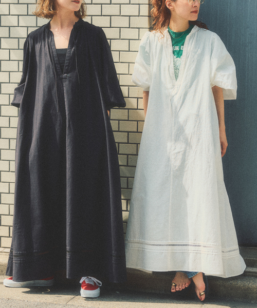 Spick & Span(スピックアンドスパン)の「a&m リネンブレンドハシゴレースワンピース(ワンピース・レディース・ブラック/ホワイト・36/38)」の3枚目の写真