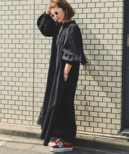 Spick & Span(スピックアンドスパン)の「a&m リネンブレンドハシゴレースワンピース(ワンピース・レディース・ブラック/ホワイト・36/38)」の7枚目の写真