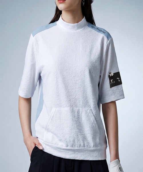 antiqua(アンティカ)の「【STCH】吸汗速乾 UVカット モックネック プルオーバー(その他トップス・レディース・グリーン/ブラック/ホワイト・LXL/ML)」の1枚目の写真