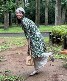 ◯タックデザイン 5分袖シャツワンピース