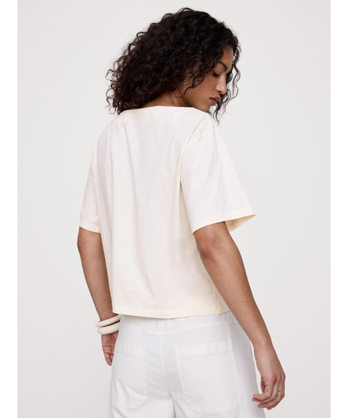 Banana Republic(バナナリパブリック)の「コットン スラブ クルーネック Tシャツ(ニット/セーター・レディース・ブラック/ホワイト/ホワイト×ブルー・S/M/XS/L)」の4枚目の写真
