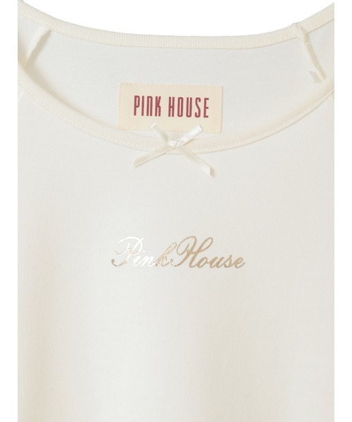 PINK HOUSE(ピンクハウス)の「筆記体ロゴ箔プリントカットソーチュニック(チュニック・レディース・アイボリー/ピンク/ブルーグレー/ブラック・フリー)」の11枚目の写真