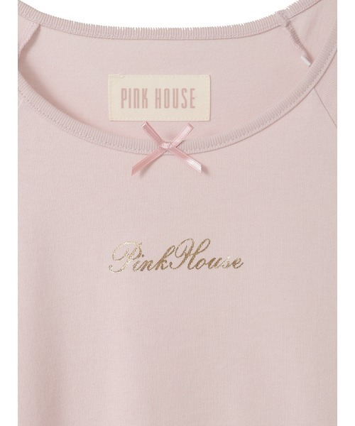 PINK HOUSE(ピンクハウス)の「筆記体ロゴ箔プリントカットソーチュニック(チュニック・レディース・アイボリー/ピンク/ブルーグレー/ブラック・フリー)」の5枚目の写真