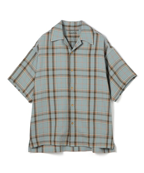 TOMORROWLAND (トゥモローランド)の「インドコットンバスケット織 ブルゾンカラー半袖シャツ(シャツ/ブラウス・メンズ・グリーン系その他/ブルー系その他・M/S)」の2枚目の写真