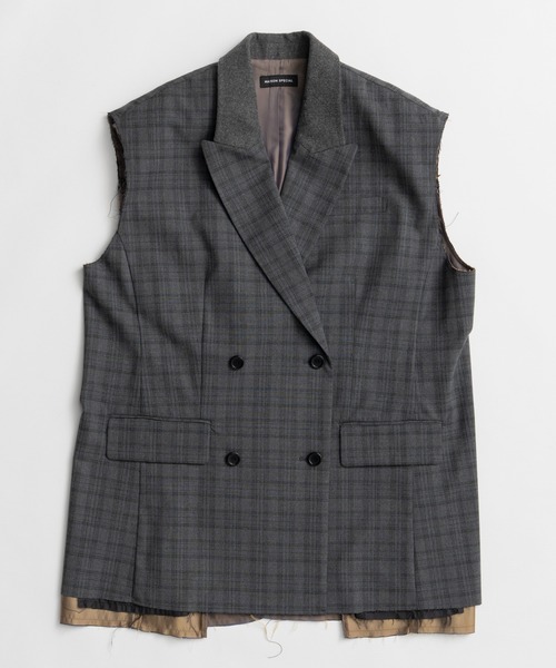 MAISON SPECIAL(メゾンスペシャル)の「【2026Autumn PRE-ORDER】Classic Bicolor Oversized Vest/クラシックバイカラーオーバージレ(その他アウター・レディース・マルチ/グレー・FREE)」の4枚目の写真