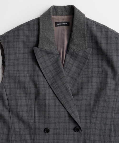 MAISON SPECIAL(メゾンスペシャル)の「【2026Autumn PRE-ORDER】Classic Bicolor Oversized Vest/クラシックバイカラーオーバージレ(その他アウター・レディース・マルチ/グレー・FREE)」の5枚目の写真