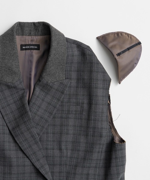 MAISON SPECIAL(メゾンスペシャル)の「【2026Autumn PRE-ORDER】Classic Bicolor Oversized Vest/クラシックバイカラーオーバージレ(その他アウター・レディース・マルチ/グレー・FREE)」の7枚目の写真