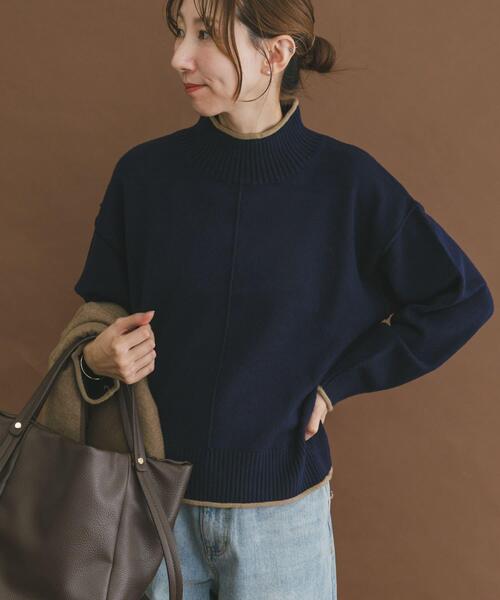 ITEMS URBANRESEARCH(アイテムズ アーバンリサーチ)の「『洗濯可』ハイショクハイネックニット(ニット/セーター・レディース・ネイビー/オフホワイト/グレー/ライトグレー・FREE)」の4枚目の写真