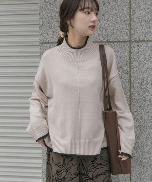 ITEMS URBANRESEARCH(アイテムズ アーバンリサーチ)の「『洗濯可』ハイショクハイネックニット(ニット/セーター・レディース・ネイビー/オフホワイト/グレー/ライトグレー・FREE)」の2枚目の写真