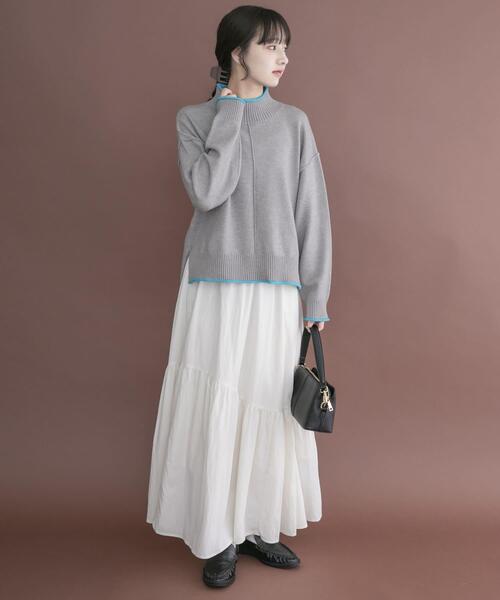 ITEMS URBANRESEARCH(アイテムズ アーバンリサーチ)の「『洗濯可』ハイショクハイネックニット(ニット/セーター・レディース・ネイビー/オフホワイト/グレー/ライトグレー・FREE)」の21枚目の写真