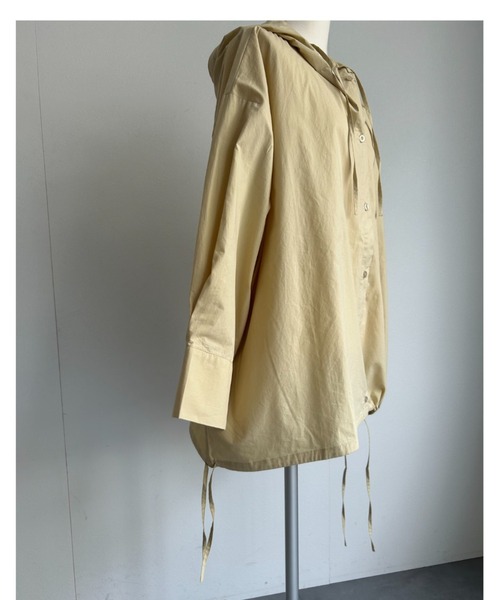 ap retro(アプレトロ)の「ドロストフード シャツブルゾン/フーディー/冷房対策(シャツ/ブラウス・レディース・カーキ/ベージュ/アイボリー/ブラック・FREE)」の21枚目の写真