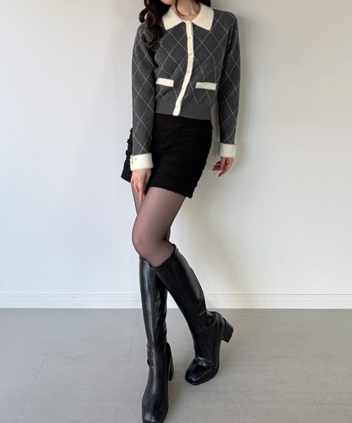junoah(ジュノア)の「アーガイルニットカーディガン(カーディガン/ボレロ・レディース・ネイビー/チャコール/モカ・LARGE/MEDIUM)」の8枚目の写真