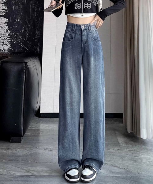 ONEP STAR(ワンピスター)の「ヘリンボーン調ルーズストレートデニムパンツ(デニムパンツ・レディース・ブルー・SMALL/MEDIUM/LARGE/X-LARGE)」の13枚目の写真