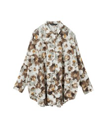 mizuiro ind スモーキーフラワープリントワイドシャツ