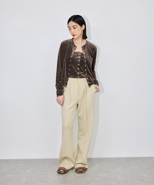 ADAM ET ROPE'(アダムエロペ)の「【定番】マルチWAYシアートリコットベロアカーディガン(カーディガン/ボレロ・レディース・ライトグリーン/ブルー/ダークブラウン/キナリ・FREE)」の7枚目の写真