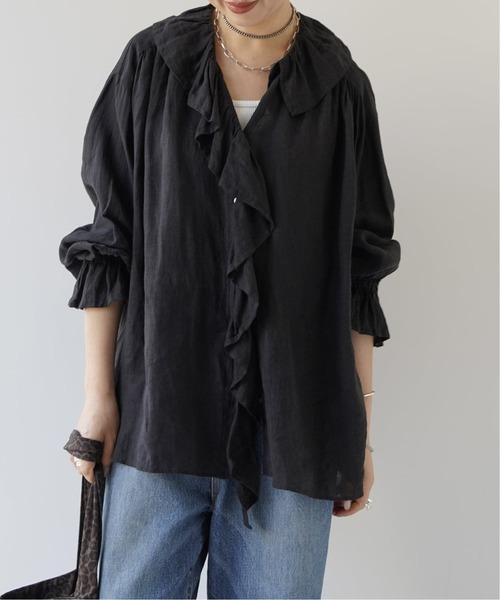 JOURNAL STANDARD LUXE(ジャーナルスタンダード ラックス)の「《追加3》フレンチリネン フリルパフブラウス(シャツ/ブラウス・レディース・ブラック/ホワイト/ブラウン・FREE)」の5枚目の写真