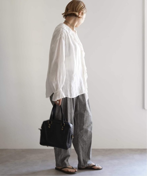 JOURNAL STANDARD LUXE(ジャーナルスタンダード ラックス)の「《追加3》フレンチリネン フリルパフブラウス(シャツ/ブラウス・レディース・ブラック/ホワイト/ブラウン・FREE)」の14枚目の写真